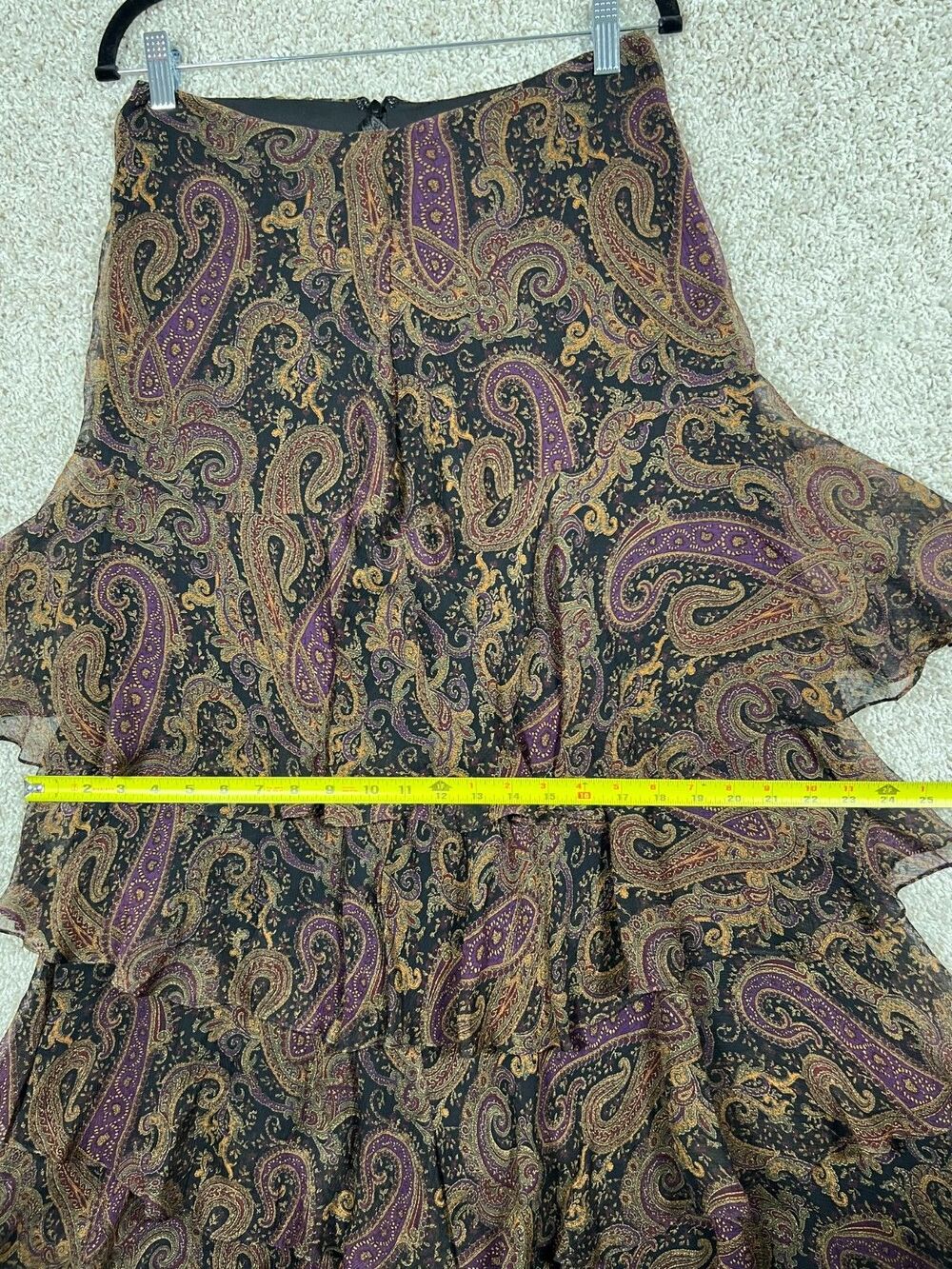 Vintage 1990s Lauren Ralph Lauren 100% Silk Tiered Maxi Skirt -Size 10 fits 6 - Picture 3 of 7